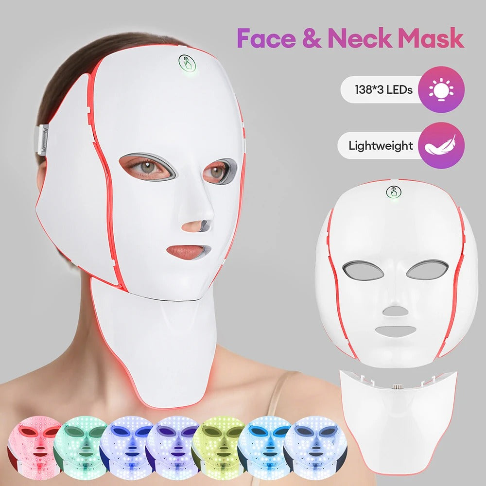 Red Light Therapy Mask for Face & Neck | 7-Color Skin Rejuvenation