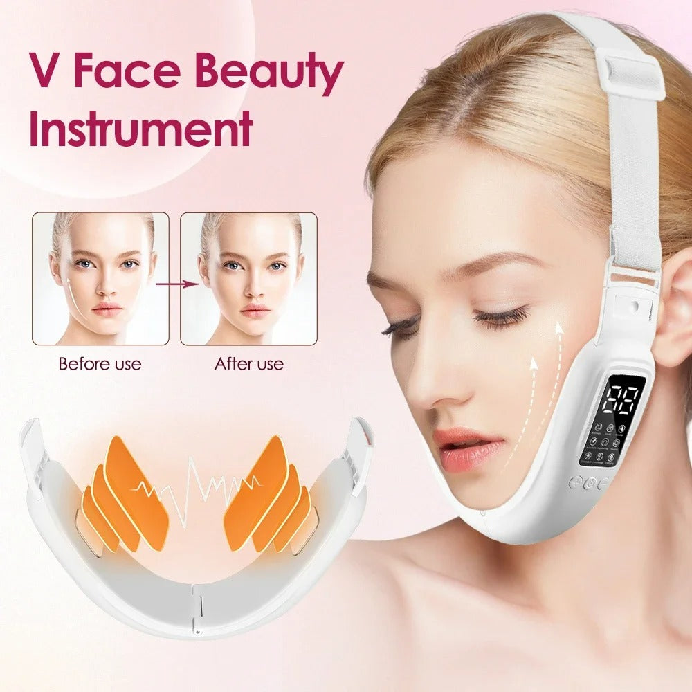 V-Line Face Lifter & Chin Reducer – LED EMS Facial Beauty Massager, Heat Therapy for Jawline Definition