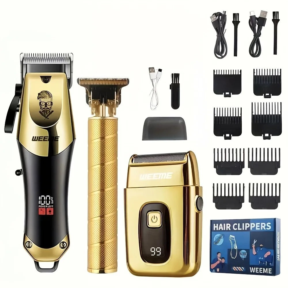 Professional Cordless Hair Clippers for Men – Precision Trimmer & Grooming Kit for Barbers & Home Use, Sharp Blades, Rechargeable & Zero-Gap Lineup Trimmer