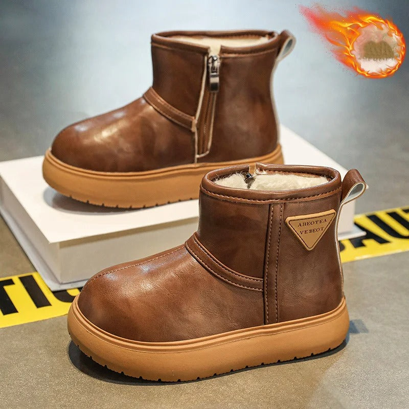 Kids’ Minimalist Waterproof Snow Boots | Ultra-Warm Thermal Plush Lining with Easy-Zip Closure and Anti-Slip EVA Sole