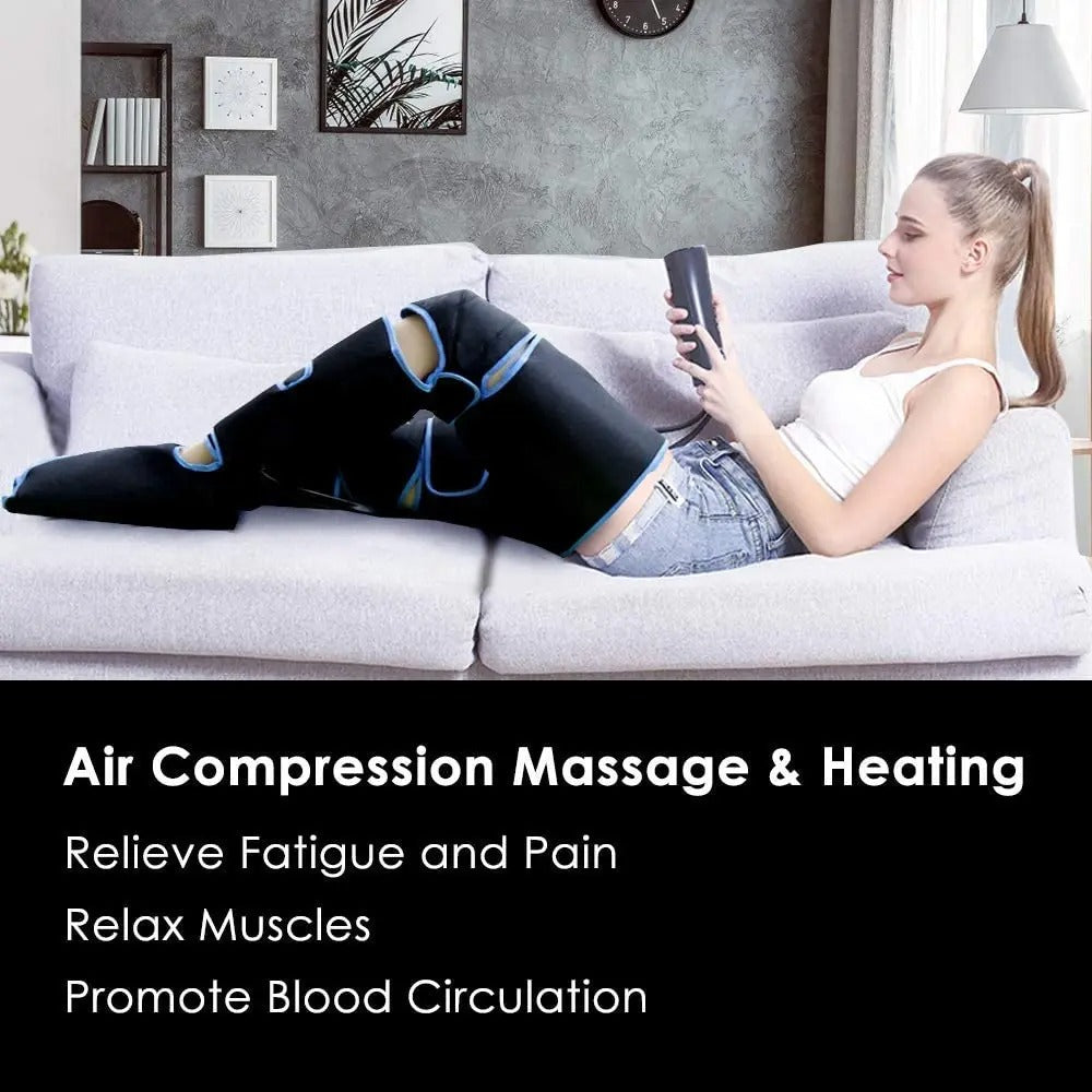 Air Compression Leg Massager Wrap - Relaxing Leg Therapy with Adjustable Air Pressure - Ideal for Circulation & Muscle Relief