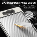 Dual-Sided Stainless Steel Cutting Board | Anti-Scratch Mesh Surface with Odor-Resistant Steel and Eco-Friendly Wheat Straw