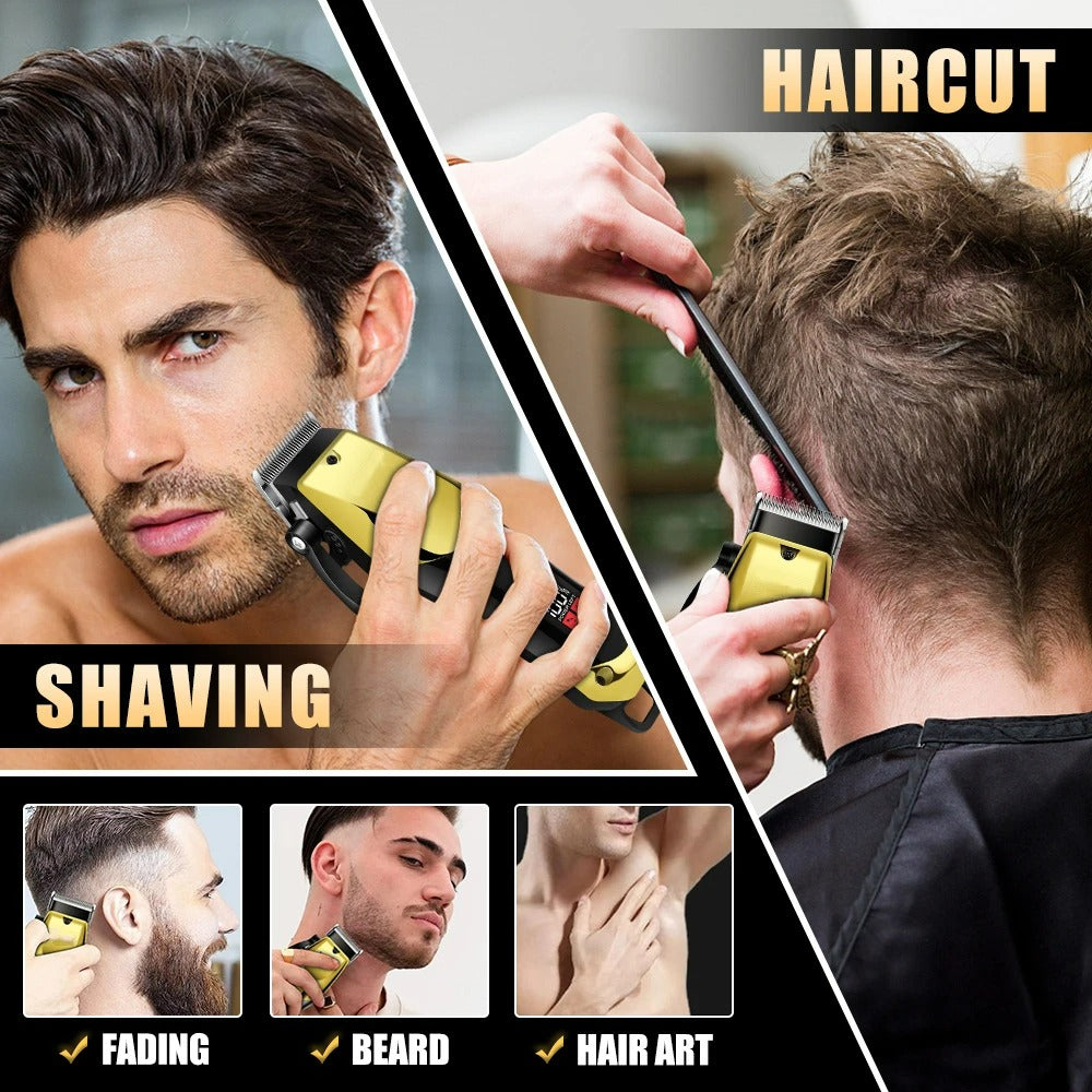 Professional Cordless Hair Clippers for Men – Precision Trimmer & Grooming Kit for Barbers & Home Use, Sharp Blades, Rechargeable & Zero-Gap Lineup Trimmer