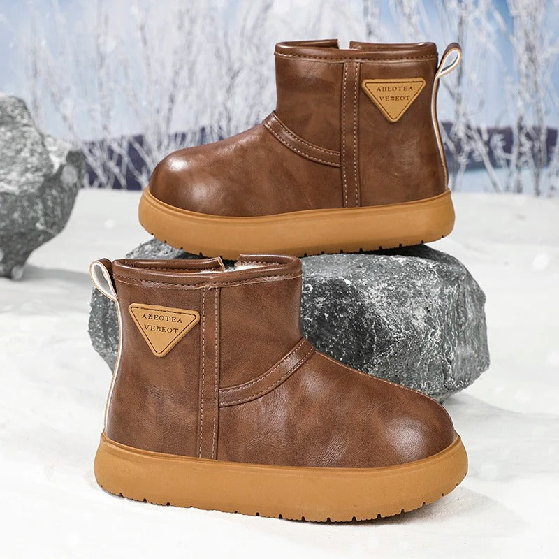 Kids’ Minimalist Waterproof Snow Boots | Ultra-Warm Thermal Plush Lining with Easy-Zip Closure and Anti-Slip EVA Sole