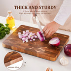 Professional End Grain Acacia Chopping Block | Self-Healing Heavy-Duty Butcher Block with Knife-Friendly Surface and Side Handles