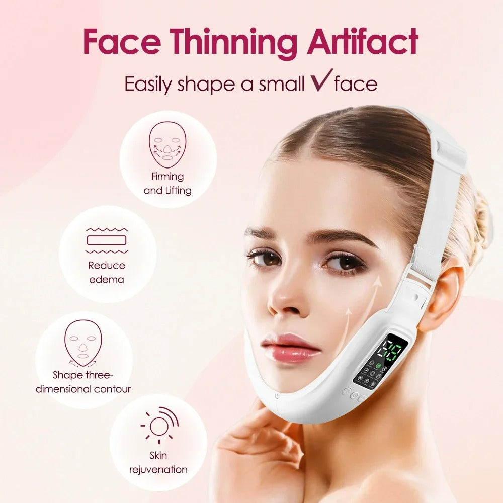 V-Line Face Lifter & Chin Reducer – LED EMS Facial Beauty Massager, Heat Therapy for Jawline Definition