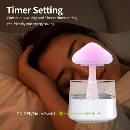 Rain Cloud Diffuser & Humidifier – Mushroom Relaxing Raindrop Mist for Home & Office