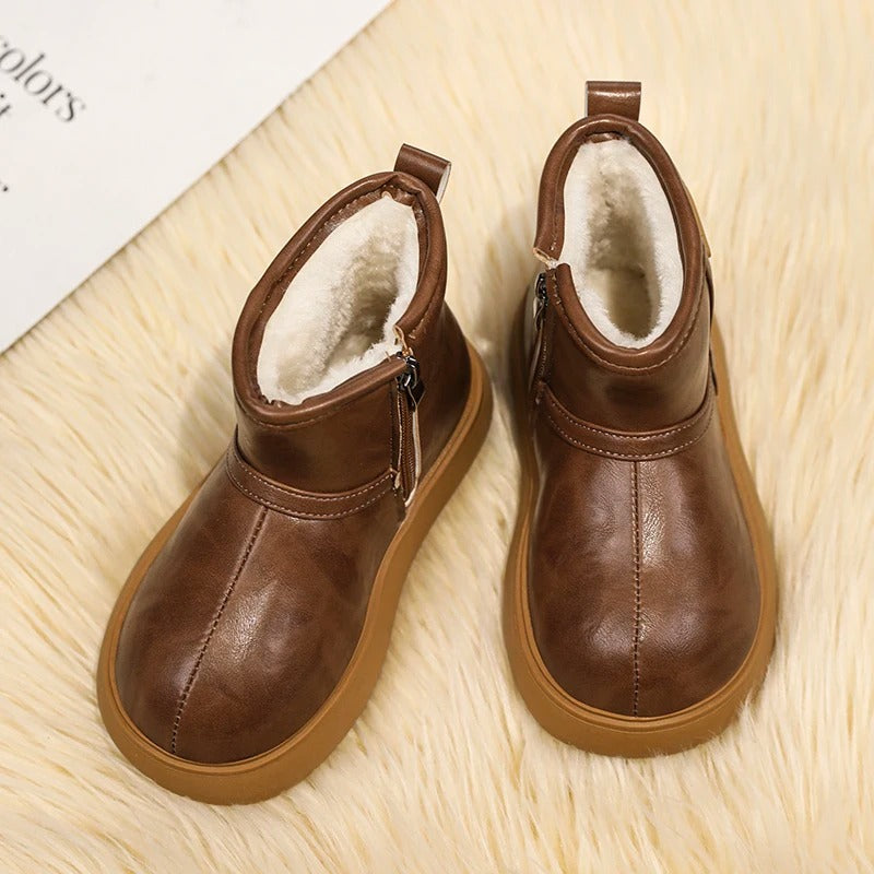 Kids’ Minimalist Waterproof Snow Boots | Ultra-Warm Thermal Plush Lining with Easy-Zip Closure and Anti-Slip EVA Sole