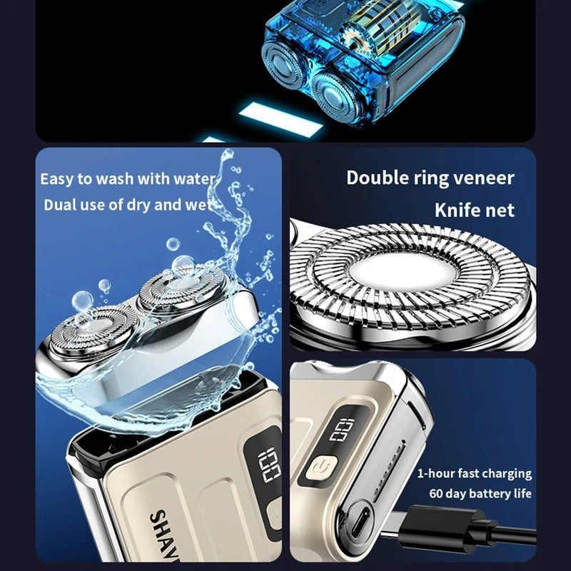 Pocket Electric Shaver - Cordless & Compact, Powerful & Rechargeable, Perfect for Travel