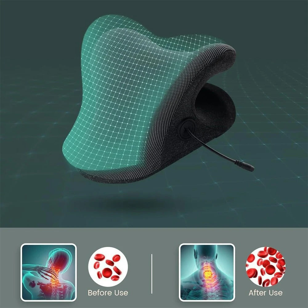 Cervical Neck Traction Pillow - Stretching & Hot Compress Therapy, Improve Posture & Relieve Tension
