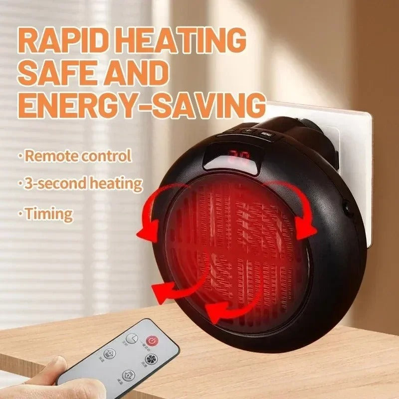 Mini Wall-Mounted Bathroom Heater | 3-Second Rapid PTC Ceramic Heat with Remote Control and Energy-Saving Timer