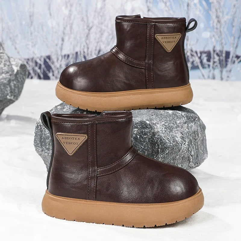 Kids’ Minimalist Waterproof Snow Boots | Ultra-Warm Thermal Plush Lining with Easy-Zip Closure and Anti-Slip EVA Sole