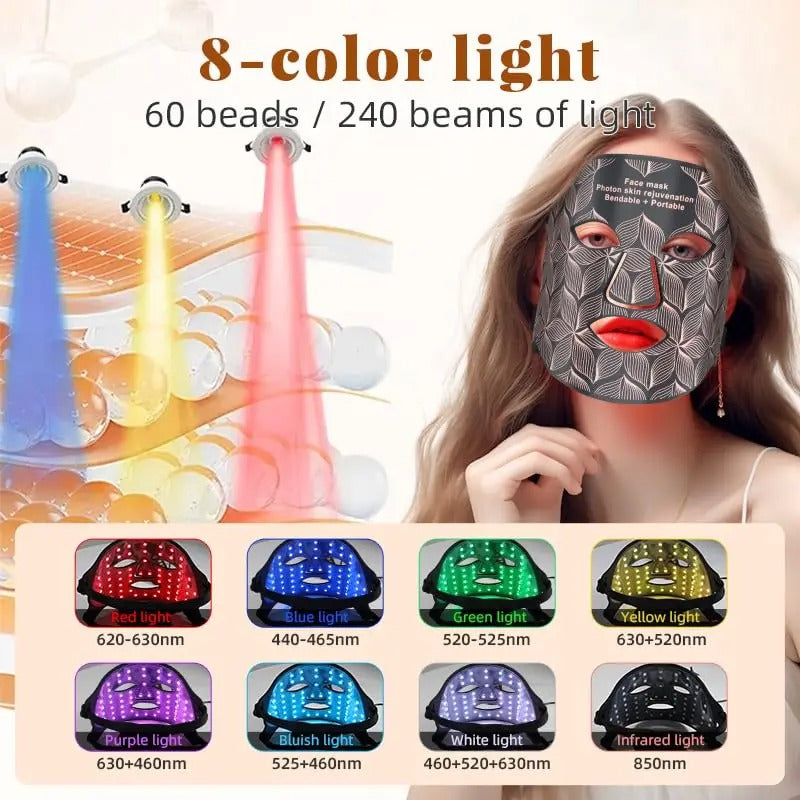 Infrared LED Facial Mask | Premium Light Therapy Device for Skin Rejuvenation | Laser Light Treatment Mask
