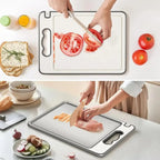 Dual-Sided Stainless Steel Cutting Board | Anti-Scratch Mesh Surface with Odor-Resistant Steel and Eco-Friendly Wheat Straw