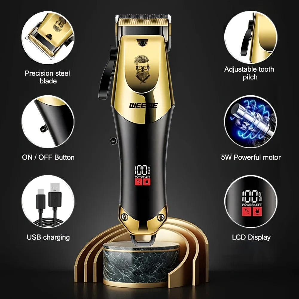 Professional Cordless Hair Clippers for Men – Precision Trimmer & Grooming Kit for Barbers & Home Use, Sharp Blades, Rechargeable & Zero-Gap Lineup Trimmer