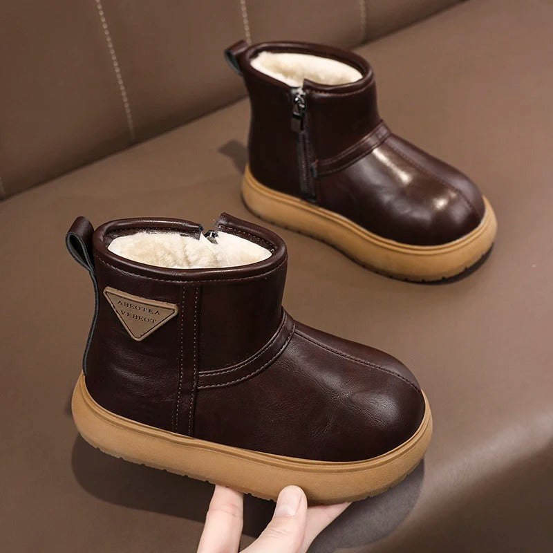 Kids’ Minimalist Waterproof Snow Boots | Ultra-Warm Thermal Plush Lining with Easy-Zip Closure and Anti-Slip EVA Sole