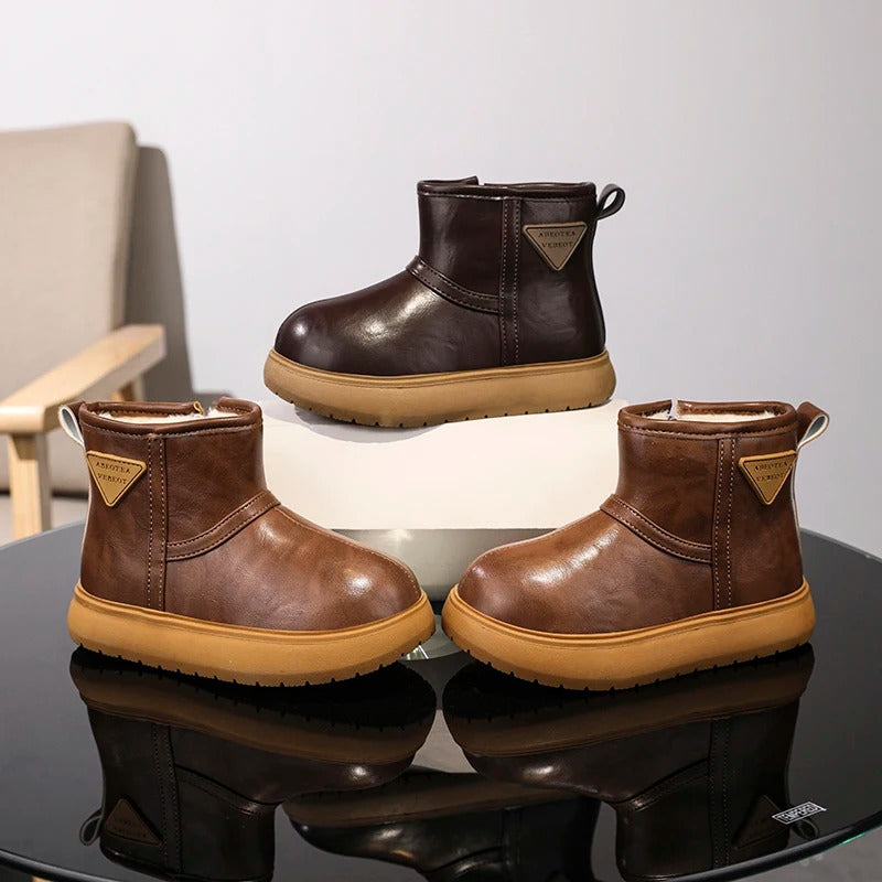 Kids’ Minimalist Waterproof Snow Boots | Ultra-Warm Thermal Plush Lining with Easy-Zip Closure and Anti-Slip EVA Sole