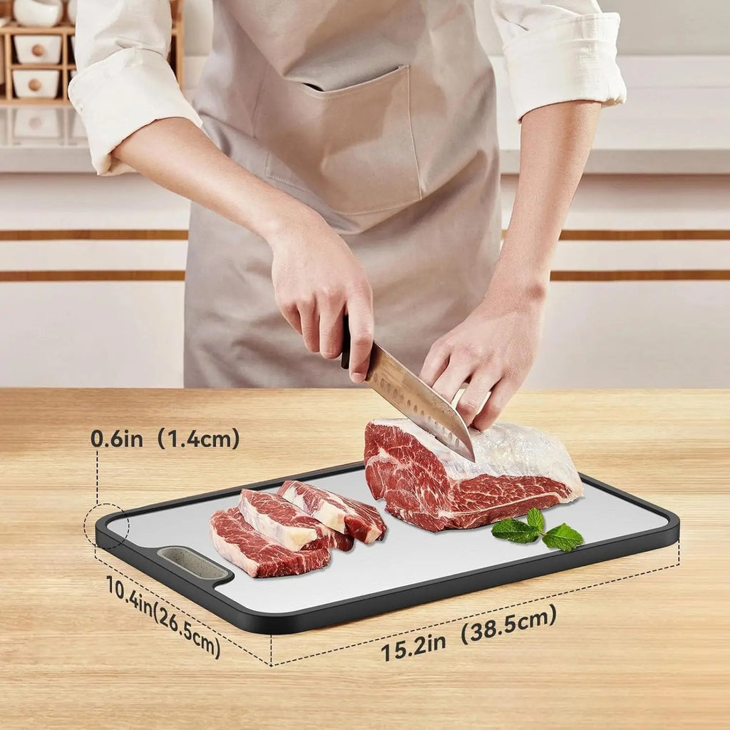 Titanium Cutting Board with Juice Grooves | Non-Absorbent Dual-Sided Surface, Odor-Free and Dishwasher Safe for Professional Hygiene