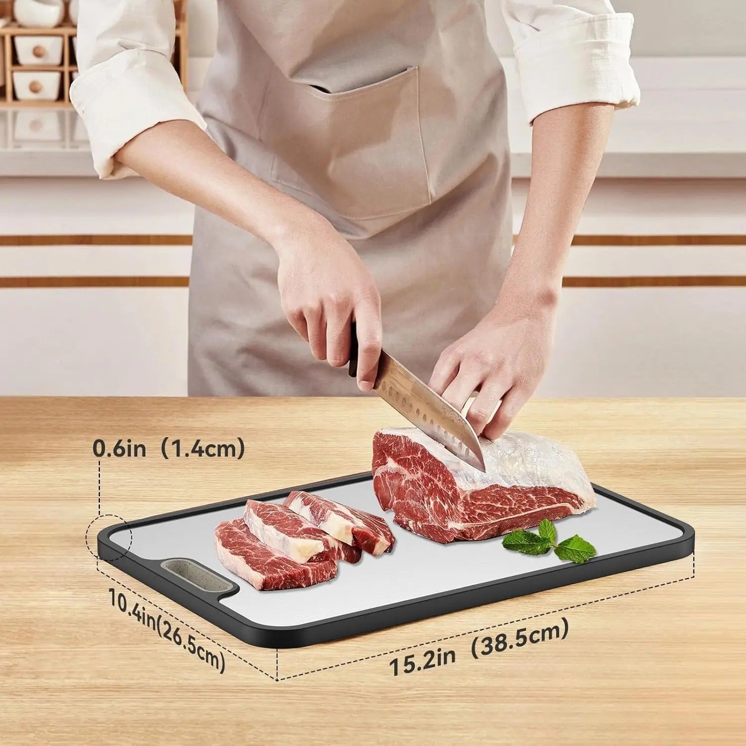 Titanium Cutting Board with Juice Grooves | Non-Absorbent Dual-Sided Surface, Odor-Free and Dishwasher Safe for Professional Hygiene