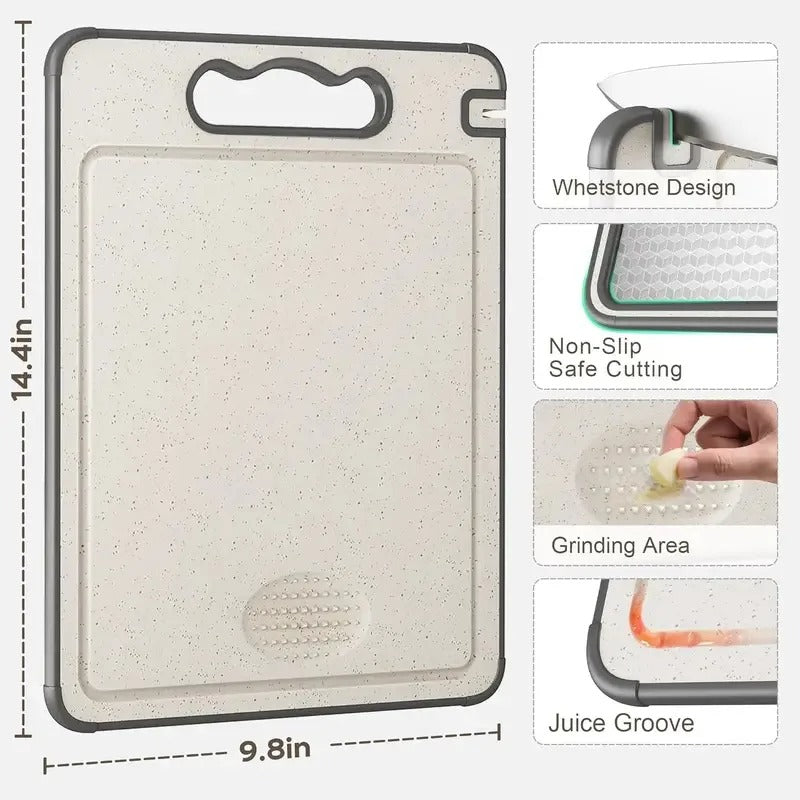 Dual-Sided Stainless Steel Cutting Board | Anti-Scratch Mesh Surface with Odor-Resistant Steel and Eco-Friendly Wheat Straw