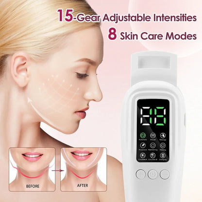 V-Line Face Lifter & Chin Reducer – LED EMS Facial Beauty Massager, Heat Therapy for Jawline Definition