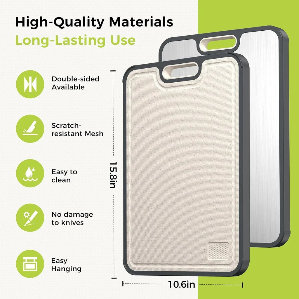Titanium Cutting Board with Juice Grooves | Non-Absorbent Dual-Sided Surface, Odor-Free and Dishwasher Safe for Professional Hygiene