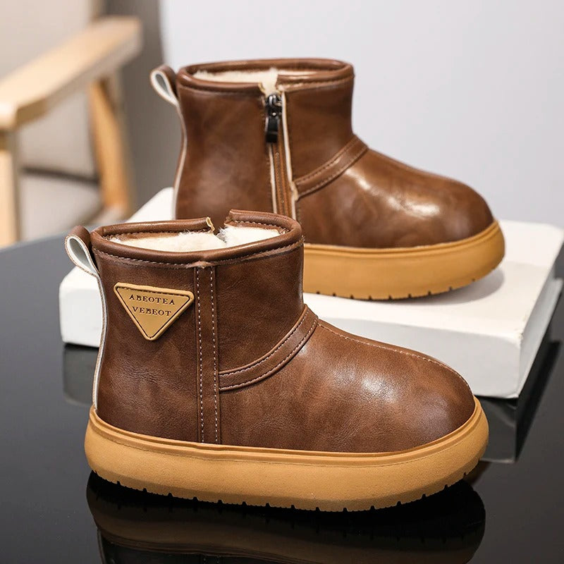 Kids’ Minimalist Waterproof Snow Boots | Ultra-Warm Thermal Plush Lining with Easy-Zip Closure and Anti-Slip EVA Sole
