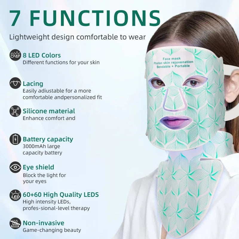 Infrared LED Facial Mask | Premium Light Therapy Device for Skin Rejuvenation | Laser Light Treatment Mask