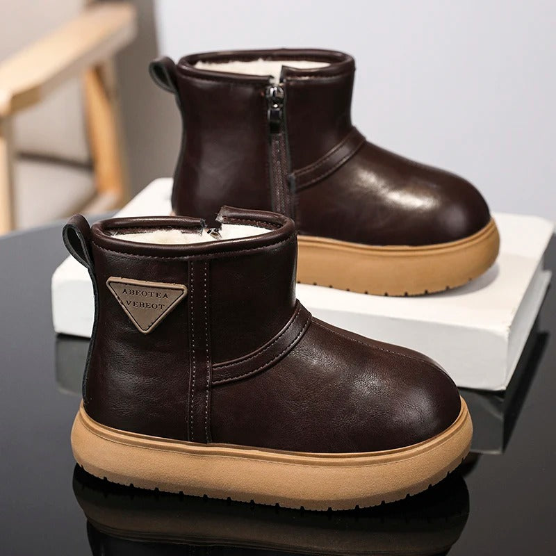 Kids’ Minimalist Waterproof Snow Boots | Ultra-Warm Thermal Plush Lining with Easy-Zip Closure and Anti-Slip EVA Sole