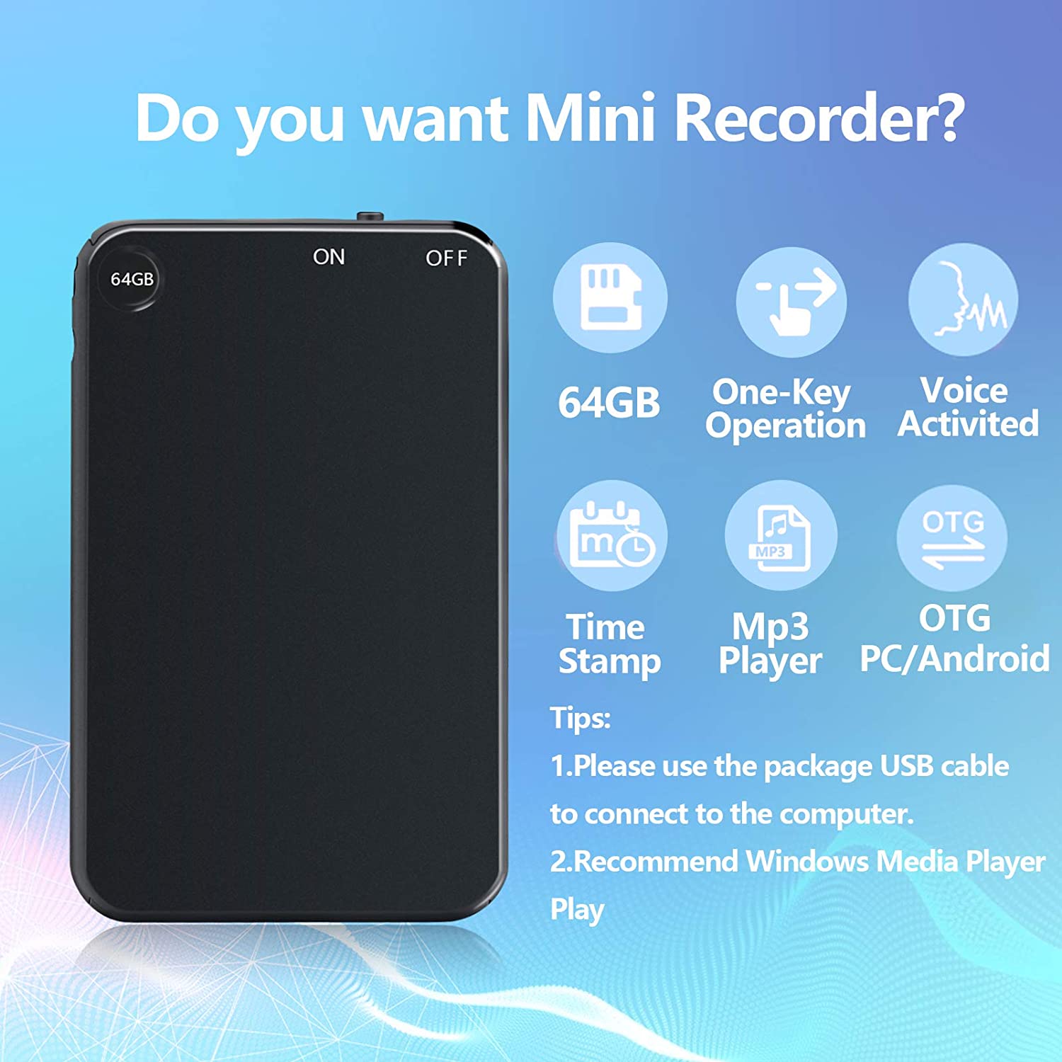 Voice Activated Mini Voice Recorder - Portable Digital Audio Recorder for Meetings, Lectures, and Interviews
