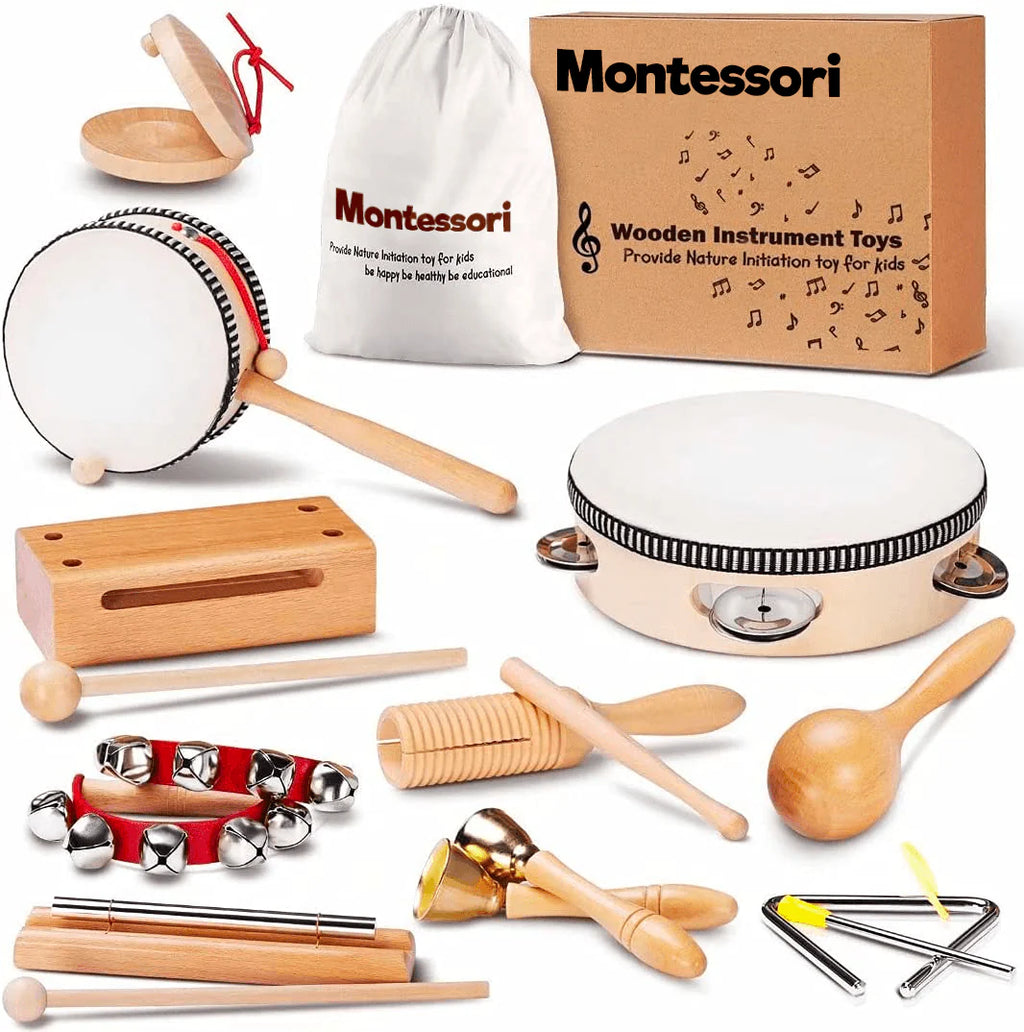 Montessori Wooden Musical Instruments – Rhythm & Sensory Play | 10 Pieces