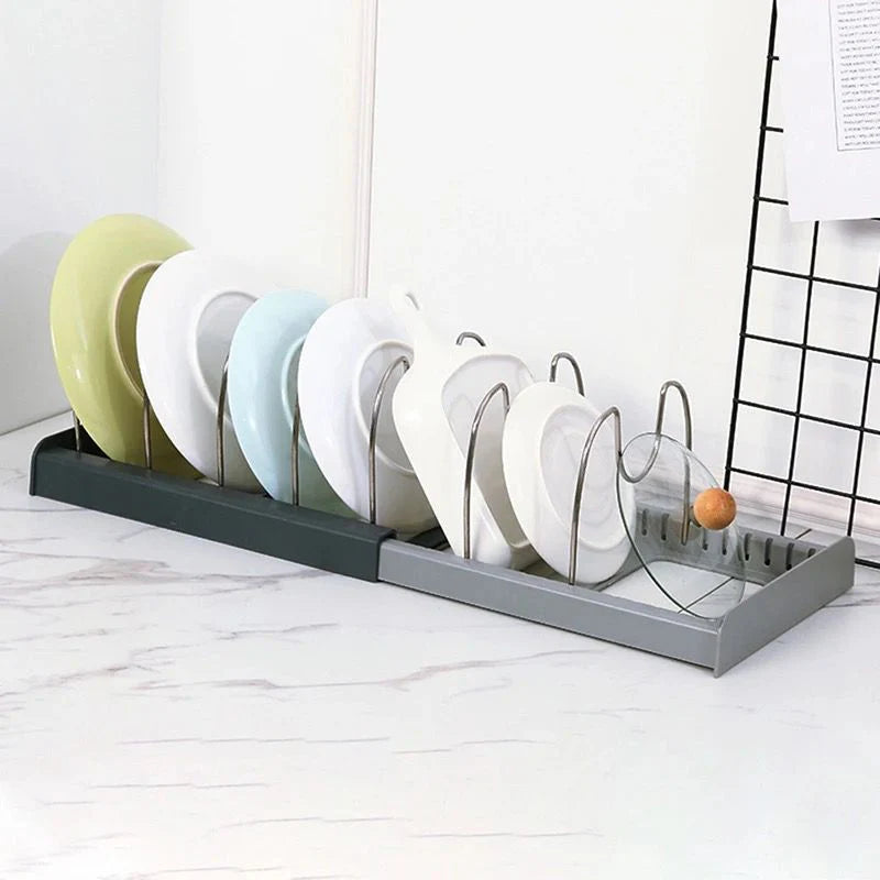 Expandable Kitchen Pan Organizer – 7 Adjustable Dividers