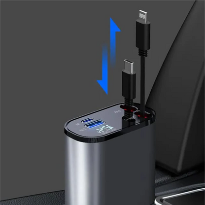 4-in-1 Fast Car Retractable Charger - Multi-Device Charging Solution