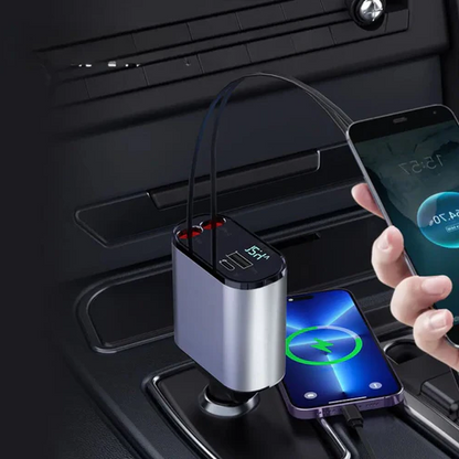 4-in-1 Fast Car Retractable Charger - Multi-Device Charging Solution