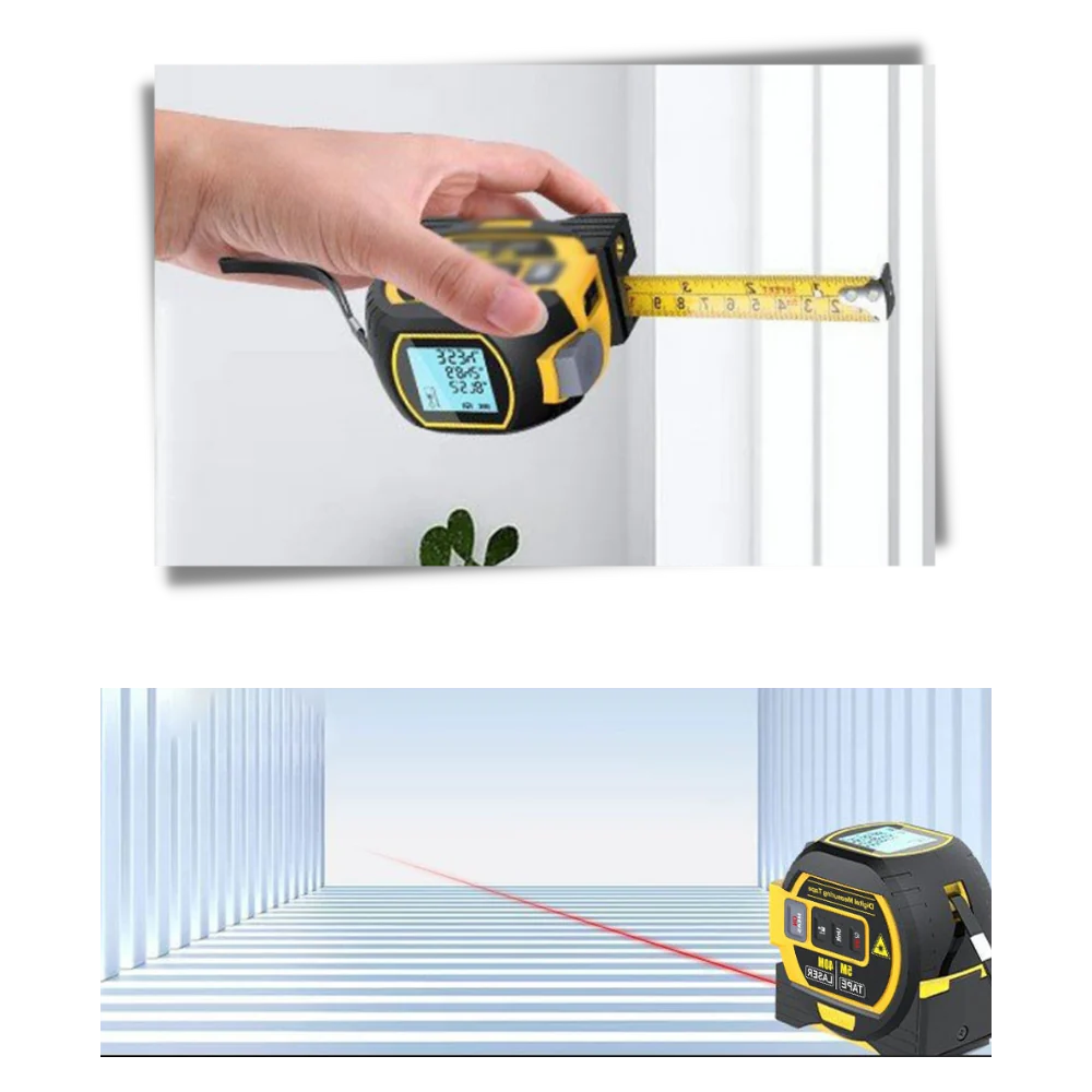 3-in-1 Laser Tape Measure - Distance, Area, & Volume Measurements