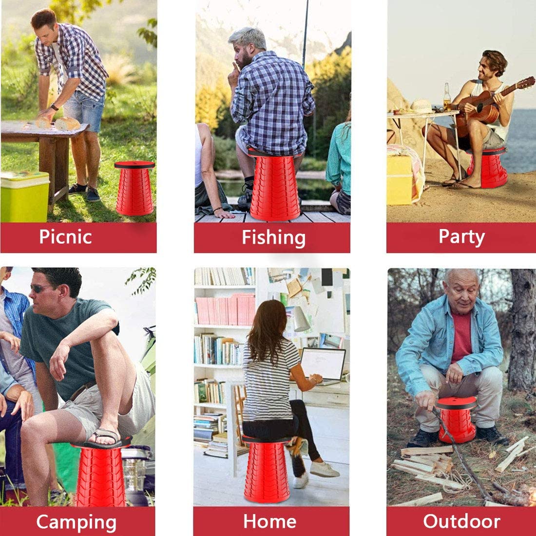 Collapsible Camping Stool - Portable Folding Stool for Outdoor Activities, Hiking, Fishing, and Travel