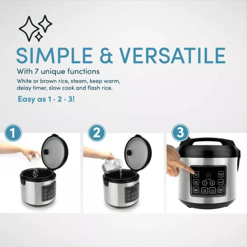 20-Cup Multifunctional Digital Rice Cooker | Stainless Steel, Non-Stick & Ideal for Families and Meal Prep