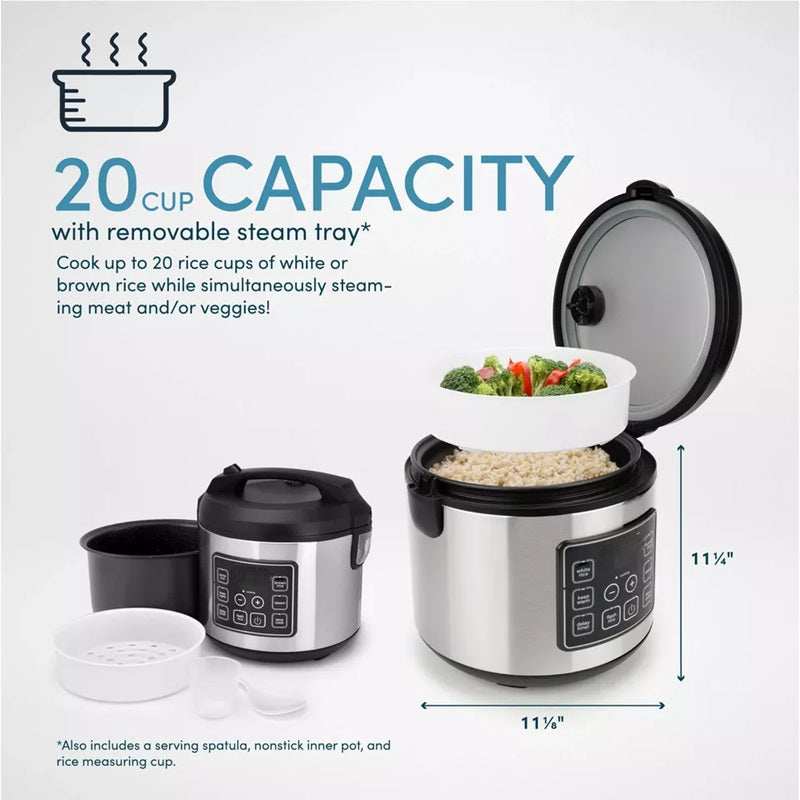 20-Cup Multifunctional Digital Rice Cooker | Stainless Steel, Non-Stick & Ideal for Families and Meal Prep
