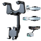 360 Degree Rotatable Retractable Car Phone Holder for Rear View Mirror - Universal Smartphone Mount for Safe Driving