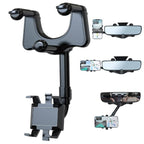 360 Degree Rotatable Retractable Car Phone Holder for Rear View Mirror - Universal Smartphone Mount for Safe Driving