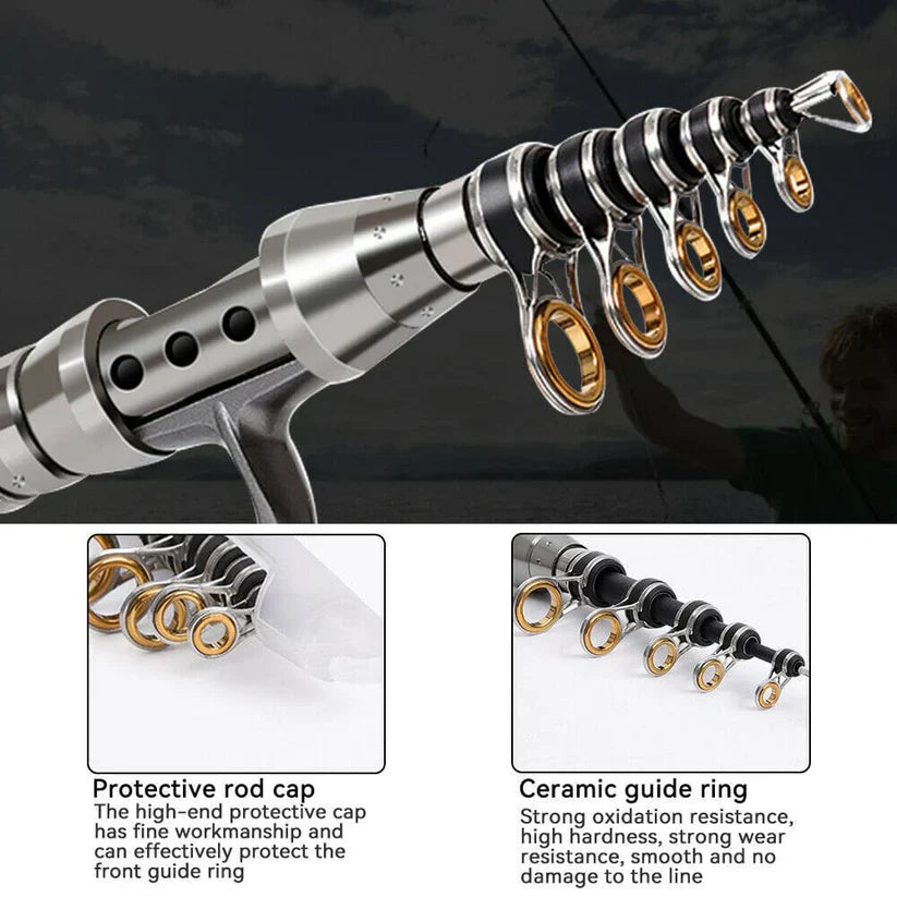 Carbon Fiber Telescopic Fishing Rod and Reel Combo - Lightweight Saltwater & Freshwater Fishing Gear for Anglers