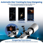Professional Telescope 210X | 80mm Aperture, Star Tracking App & Adjustable Tripod for Beginners and Stargazing Enthusiasts