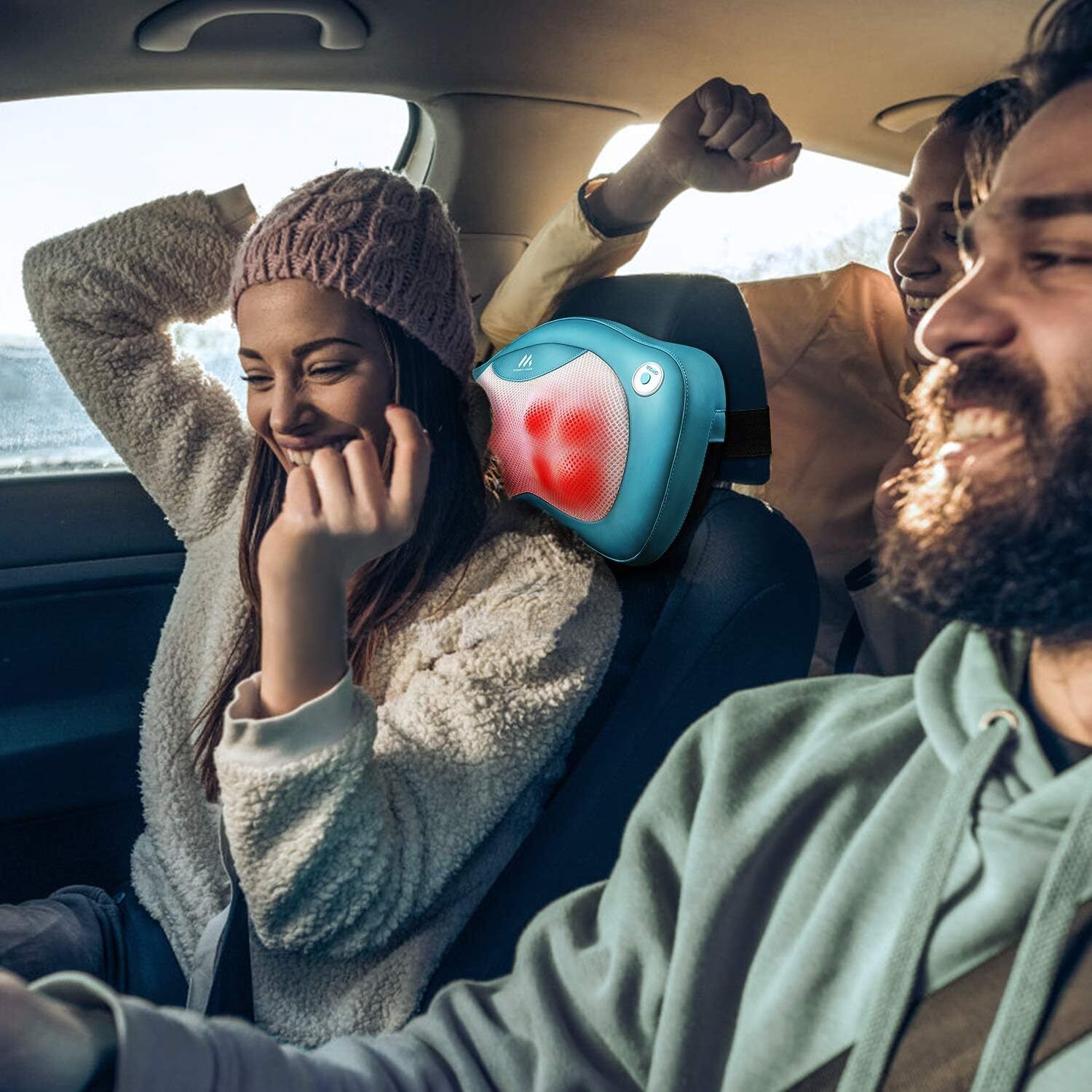 Shiatsu Massage Pillow | 8 Deep-Kneading Nodes with Infrared Heat for Neck, Shoulder & Back Pain Relief