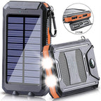 10,000mAh Waterproof Solar USB Dual Charger with LED Light for Outdoor Camping and Emergency Use