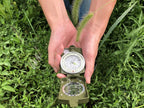 Military Lensatic Sighting Compass with Metal Construction & Carrying Pouch for Outdoor Navigation & Hiking