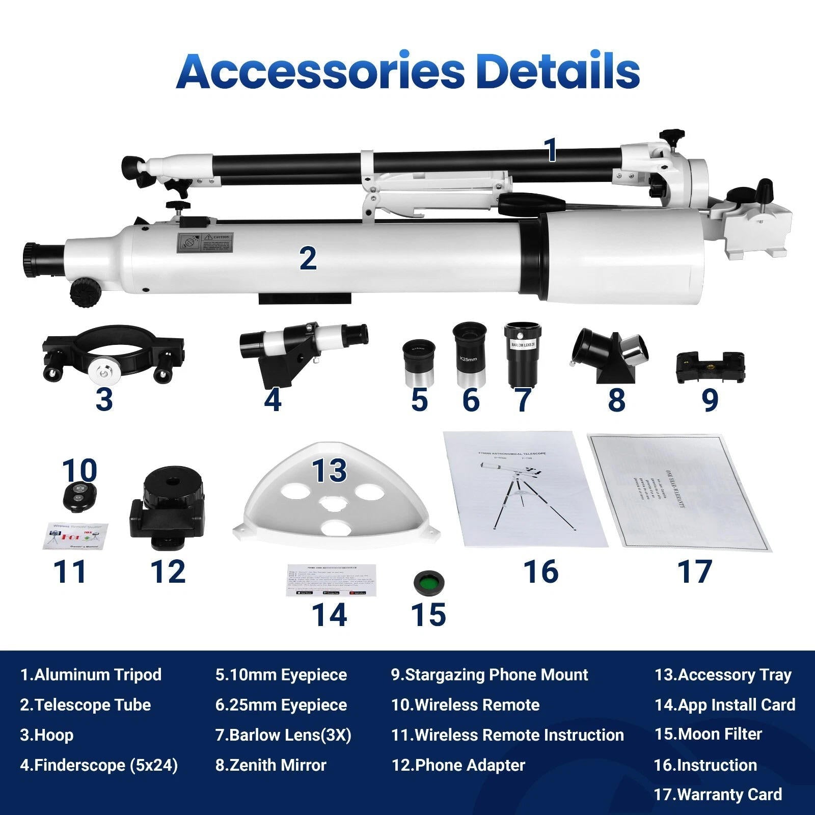 Professional Telescope 210X | 80mm Aperture, Star Tracking App & Adjustable Tripod for Beginners and Stargazing Enthusiasts