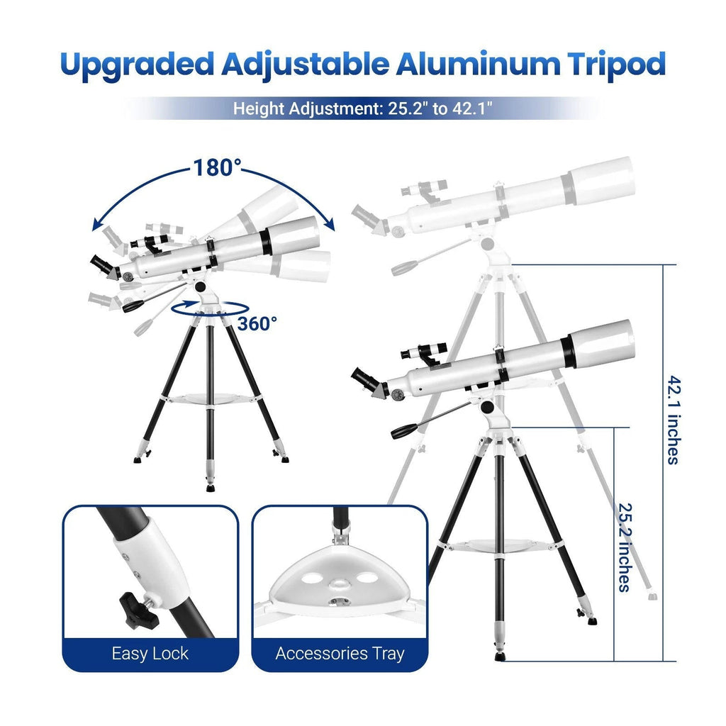Professional Telescope 210X | 80mm Aperture, Star Tracking App & Adjustable Tripod for Beginners and Stargazing Enthusiasts
