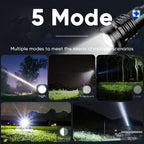 High Lumen LED Tactical Flashlight - USB Rechargeable, Ultra-Bright & Durable for Outdoor Adventures