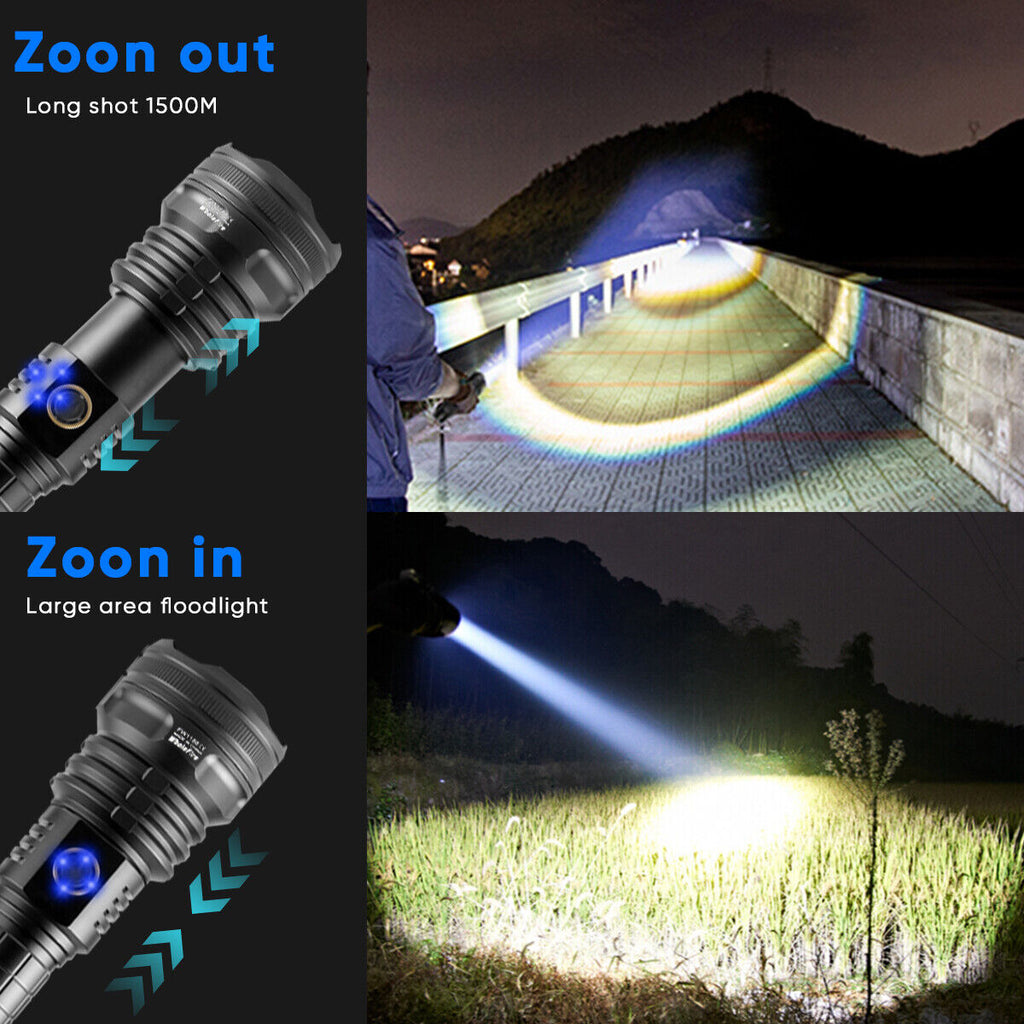High Lumen LED Tactical Flashlight - USB Rechargeable, Ultra-Bright & Durable for Outdoor Adventures