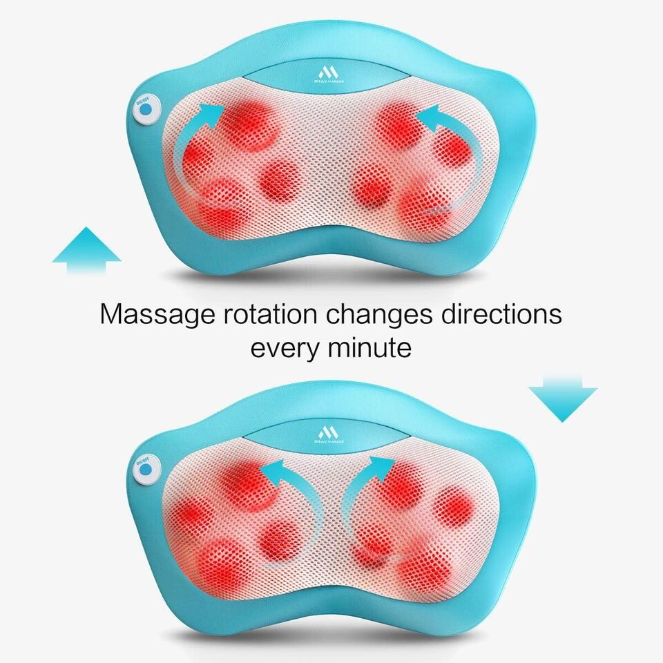 Shiatsu Massage Pillow | 8 Deep-Kneading Nodes with Infrared Heat for Neck, Shoulder & Back Pain Relief